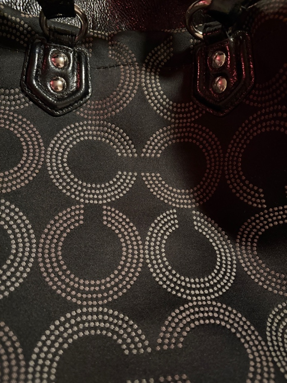 Coach Black Signature Jacquard Nylon Tote with Patent Leather Trim - Picture 11 of 13